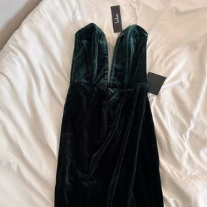 Velvet Emerald Green Midi Dress